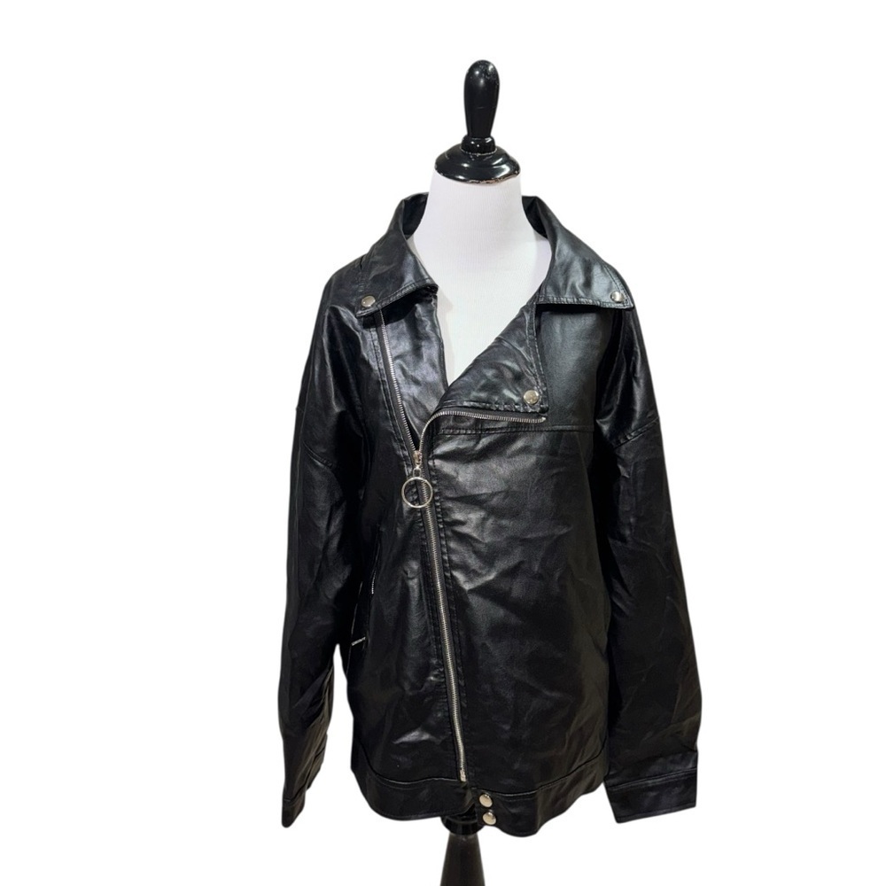 Unbranded Women's Size 2XL Faux Leather Moto Jacket Biker Lightweight Black